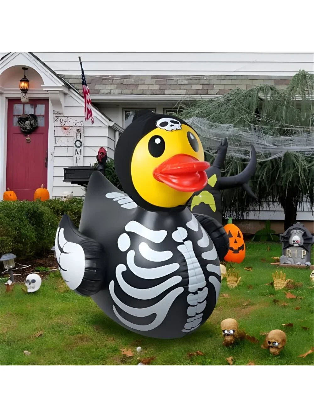 1Pcs 4.6 Feet Halloween Giant Inflatable Duck Outdoor Decorations,Huge Blow Up